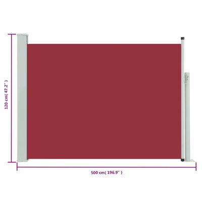 vidaXL Patio Retractable Side Awning 117x500 cm Red