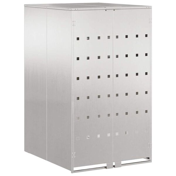 vidaXL Wheelie Bin Storage with Gas Lift-up Lid for 240L Bin Silver