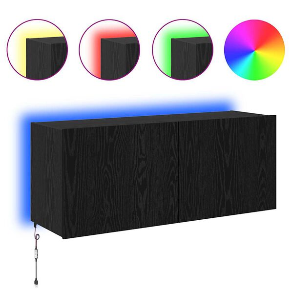 vidaXL TV Wall Cabinet Black Oak 100 x 35 x 41 cm Engineered Wood