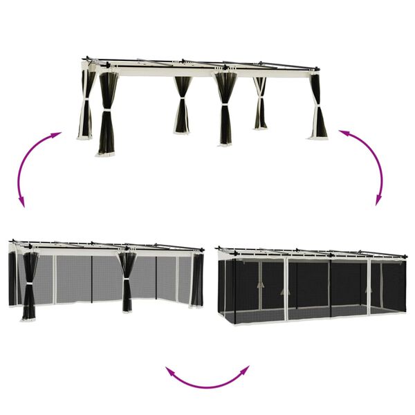 vidaXL Gazebo with Mesh Walls Cream 6x3 m Steel