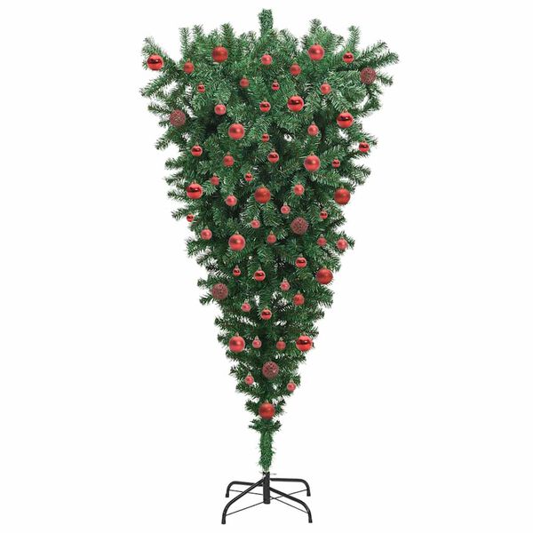 vidaXL Upside-down Artificial Pre-lit Christmas Tree with Ball Set PVC