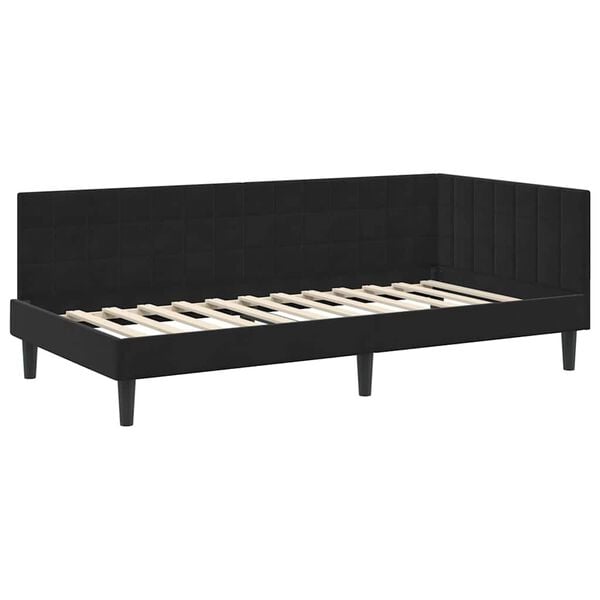 vidaXL Corner Bed Frame with Headboard Black 90 cm x 190 cm Velvet