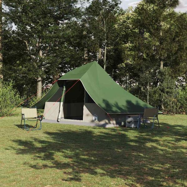vidaXL Tipi Tent with Roof Green 364 x 281 x 257 cm Taffeta