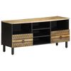 vidaXL TV Cabinet Black 100x33.5x46 cm Solid Rough Wood Mango
