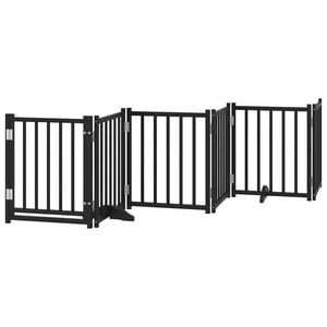 vidaXL Dog Gate with Door Foldable 6 Panels Black 300 cm Solid Wood Fir