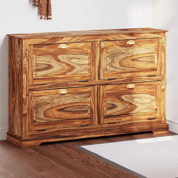 vidaXL Shoe Cabinet 140x35x90 cm Solid Acacia Wood