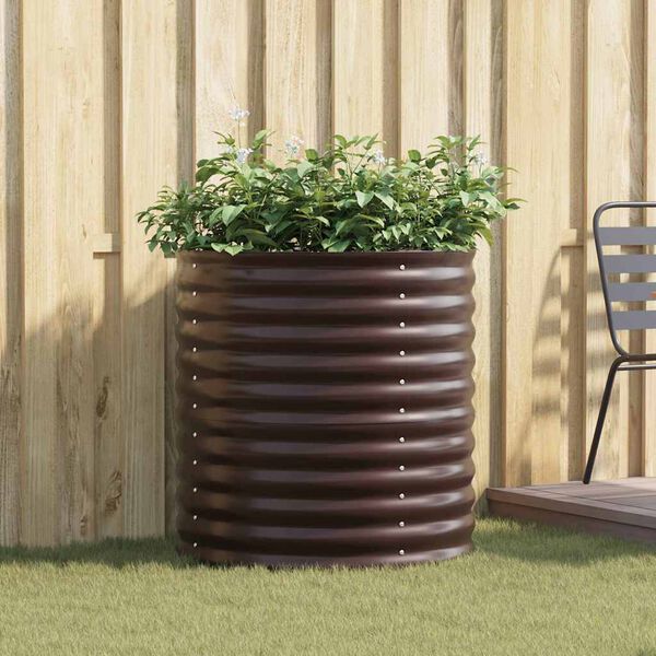 vidaXL Garden Raised Bed Brown 80 x 80 x 81 cm Steel