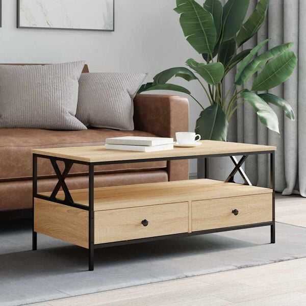vidaXL Coffee Table Sonoma Oak 100x51x45 cm Engineered Wood