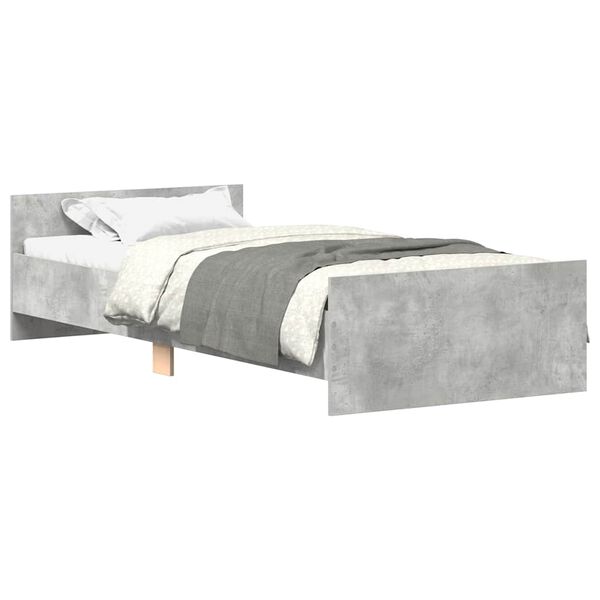 vidaXL Bed Frame without Mattress Concrete Grey 75x190 cm Small Single
