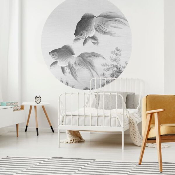 WallArt Wallpaper Circle Two Goldfish 190 cm