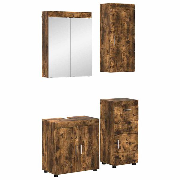 vidaXL Bathroom Furniture Set TULUM Smoked Oak Engineered Wood