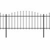 vidaXL Garden Fence with Spear Top Steel (0.5-0.75)x11.9 m Black