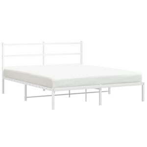 vidaXL Metal Bed Frame without Mattress with Headboard White 160x200cm
