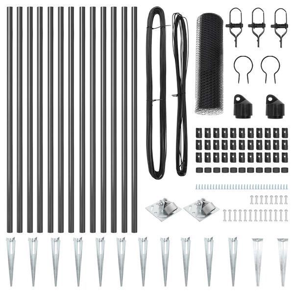 vidaXL Fence Post Grey 25 x 0.4 m (13 mm mesh) Steel and PVC