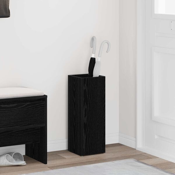 vidaXL Umbrella Stand Black Oak 20 x 20 x 55.5 cm Engineered Wood