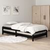 vidaXL Stack Bed without Mattress Black 75x190 cm Small Single Solid Wood Pine