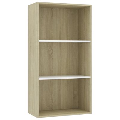 vidaXL 3-Tier Book Cabinet White and Sonoma Oak 60x30x114 cm Engineered Wood