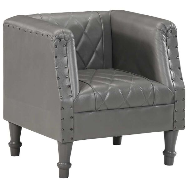 vidaXL Tub Chair Grey Real Goat Leather