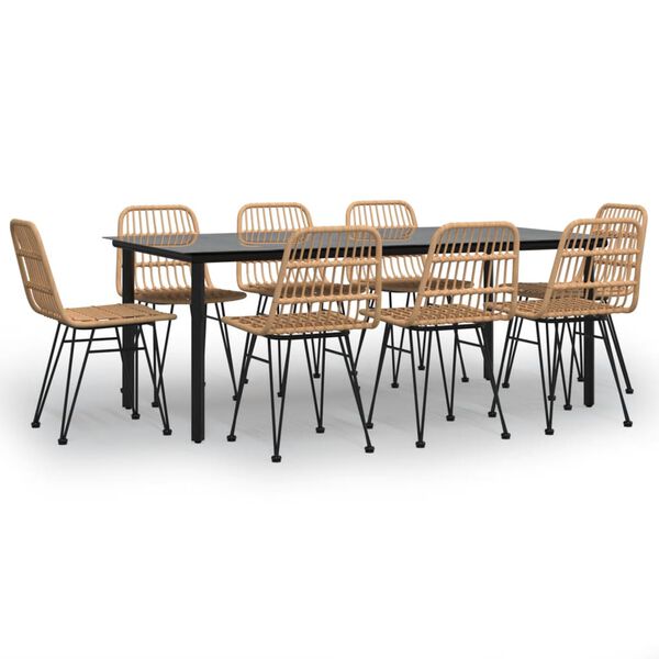 vidaXL 9 Piece Garden Dining Set Poly Rattan