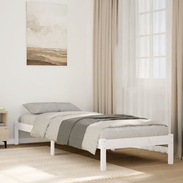 vidaXL Extra Long Bed Frame without Mattress White 100x220 cm Solid Wood Pine