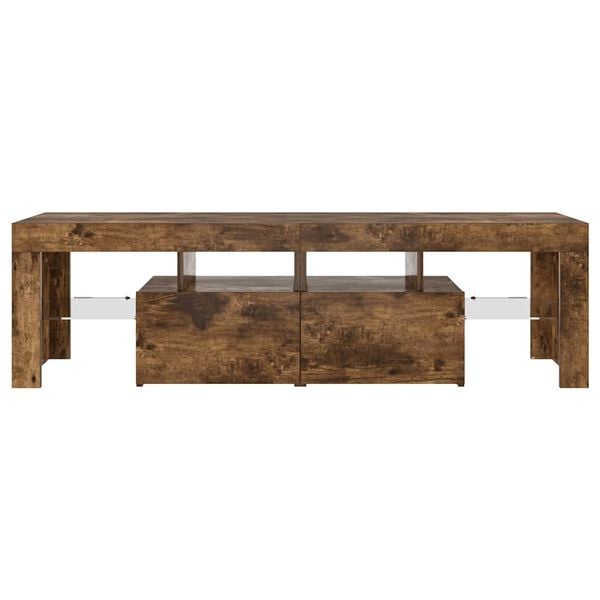 vidaXL TV Cabinet with LED Lights Smoked Oak 140x36.5x40 cm
