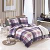 vidaXL Duvet Cover Set Purple Checkered Print 155x220/80x80 cm