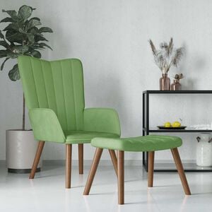 vidaXL Relaxing Chair with a Stool Light Green Velvet