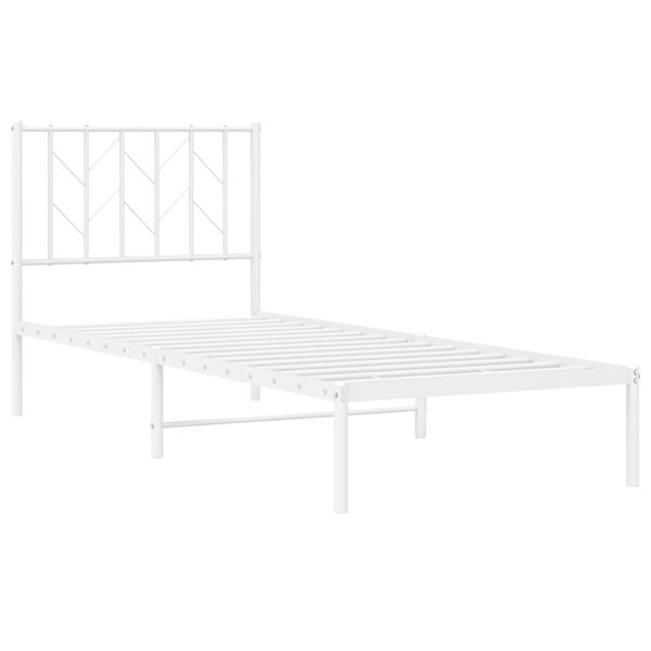 vidaXL Metal Bed Frame without Mattress with Headboard White 80x200cm