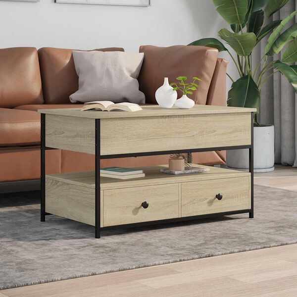 vidaXL Coffee Table Sonoma Oak 85x50x50 cm Engineered Wood and Metal