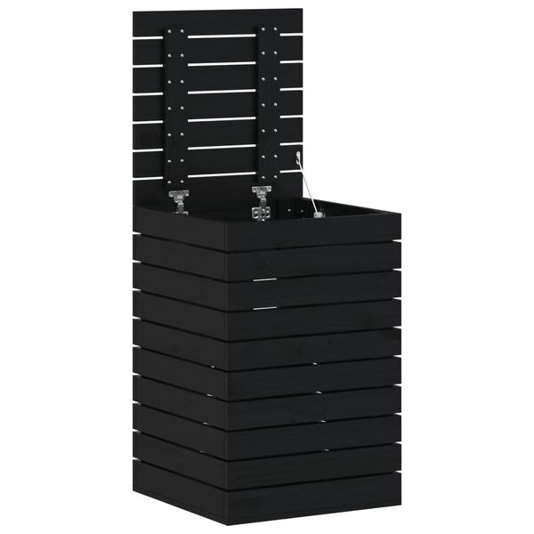 vidaXL Laundry Basket Black 44x44x66 cm Solid Wood Pine