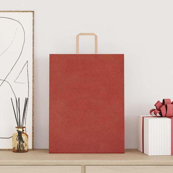 vidaXL Paper Bags 250 pcs with Handles Red 32x12x42 cm