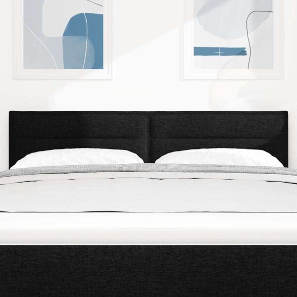 vidaXL LED Headboard with LED Strip Lights Manual Black 160 cm Fabric