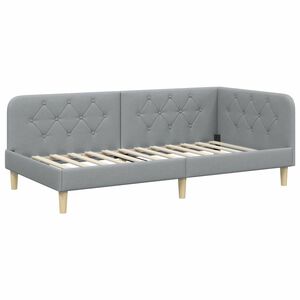 vidaXL Corner Bed Frame with Headboard Light Grey 100 x 200 cm Fabric