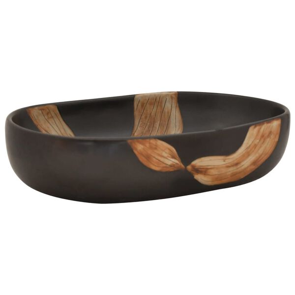 vidaXL Countertop Basin Black Oval 59x40x14 cm Ceramic