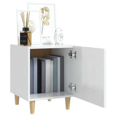 vidaXL Bedside Cabinet High Gloss White Engineered Wood