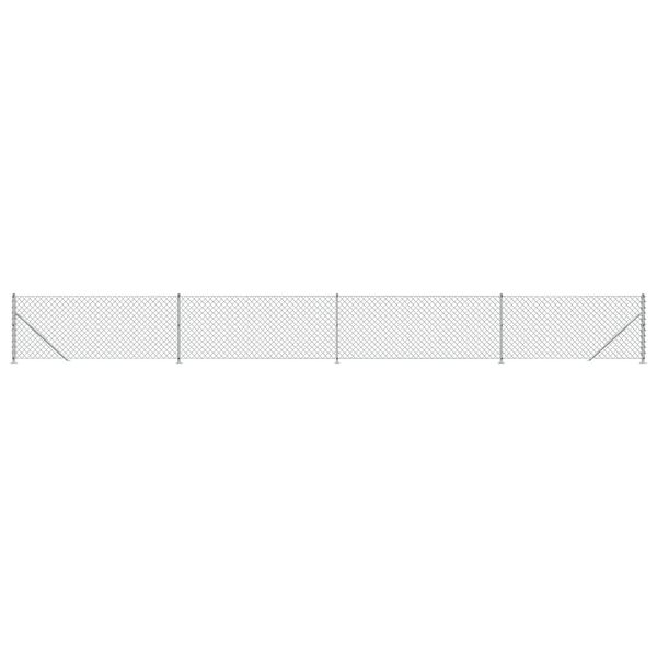 vidaXL Chain Link Fence with Flange Silver 0.8x10 m