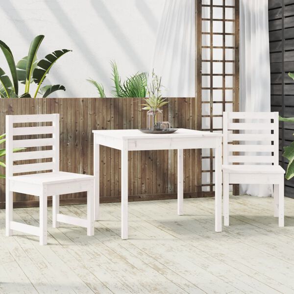 vidaXL 3 Piece Garden Bistro Set White Solid Wood Pine