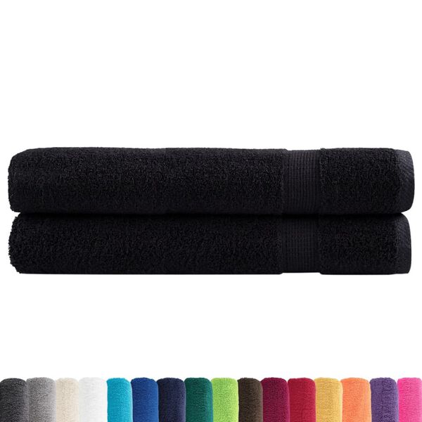 vidaXL Premium Sauna Towels SOLUND 2 pcs Black 80x200 cm 600 gsm