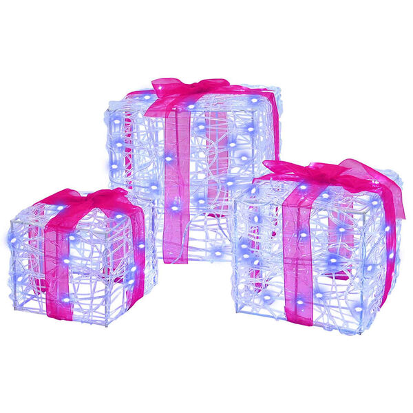 vidaXL Gift Box with 60 LEDs 3 pcs Blue 20 x 20 x 20 cm Acrylic