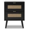Finori Bedside Cabinet "Vienna 61A" Black and Rattan Print