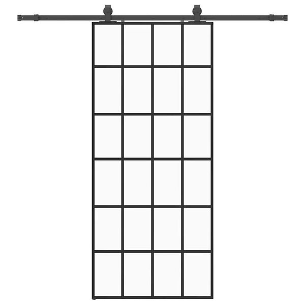 vidaXL Sliding Door with Hardware Set Black 90x205 cm ESG Glass