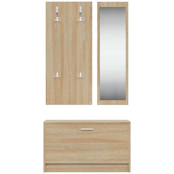 vidaXL 3-in-1 Shoe Cabinet Set Sonoma Oak Engineered Wood
