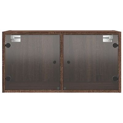 vidaXL Wall Cabinet with Glass Doors Brown Oak 68.5x37x35 cm