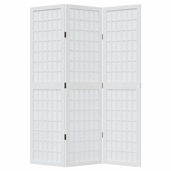 vidaXL Room Divider 3 Panels White Solid Wood Paulownia
