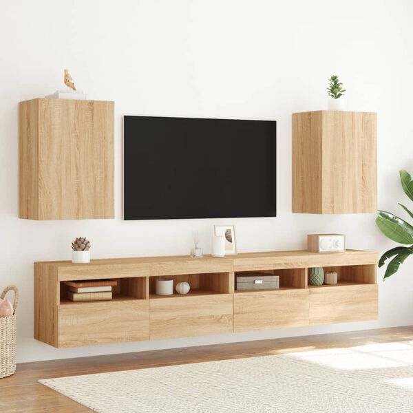 vidaXL TV Wall Cabinets 2 pcs Sonoma Oak 40.5x30x60 cm Engineered Wood