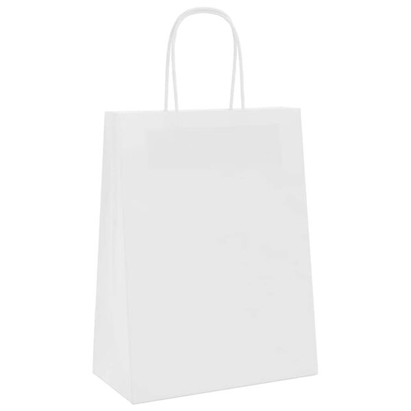 vidaXL Paper Bags 50 pcs with Handles White 21x11x28 cm