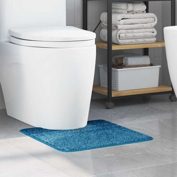 vidaXL Anti-slip Bath Mat with Toilet Cut Blue 50 x 50 cm PP