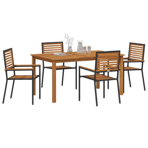 vidaXL Garden Dining Set 5 pcs Black Solid Acacia Wood
