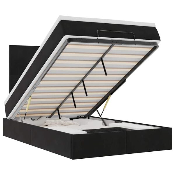 vidaXL Ottoman Bed with Mattresses Black 120x200cm Velvet