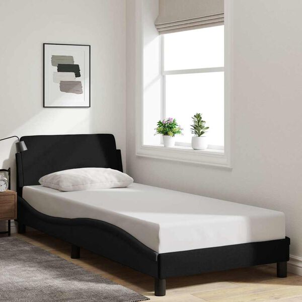 vidaXL Bed Frame "Dover" Black 90x190 cm Single Fabric
